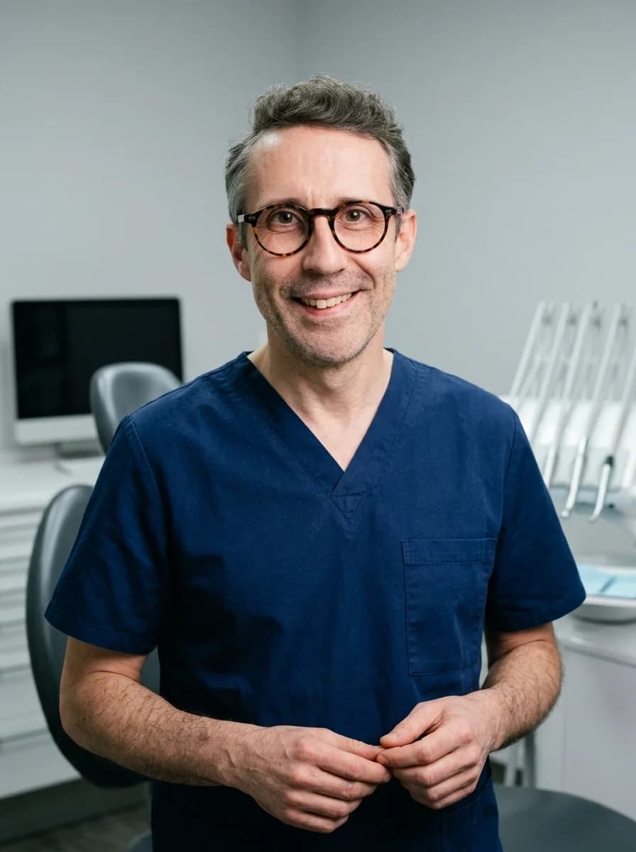 Exemple de portraits professionnels générés par IA pour un dentiste — compatible Doctolib