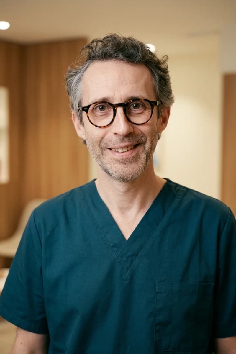 Exemple de portrait professionnel généré par IA pour un vétérinaire — style chaleureux